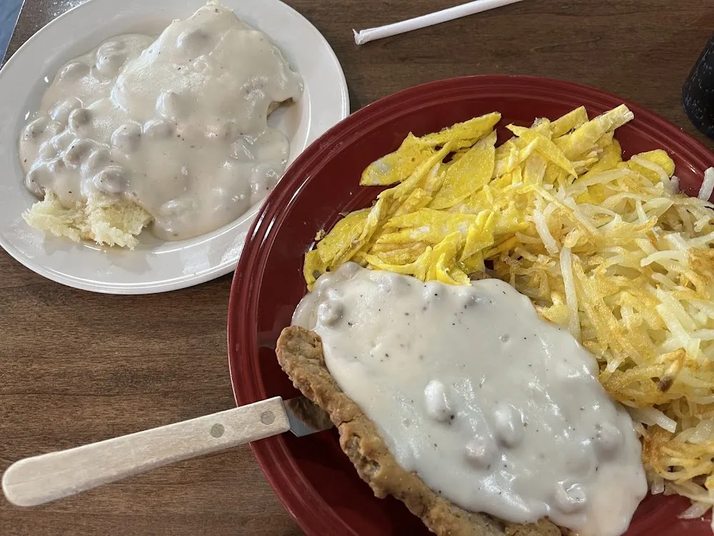 Country Fried Steak Scrambled Eggs Hash Browns